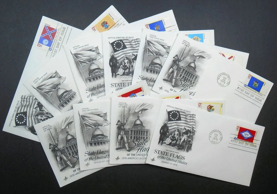 1976 State Flags set 50 covers Sc 1633-1682 FDCs with Artcraft DC cancels - Image 2 of 4