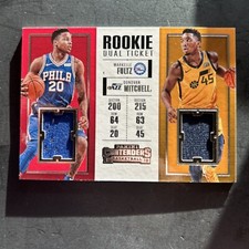 2017 Contenders Ticket Dual Swatches Markelle Fultz Donovan Mitchell Rookie RC