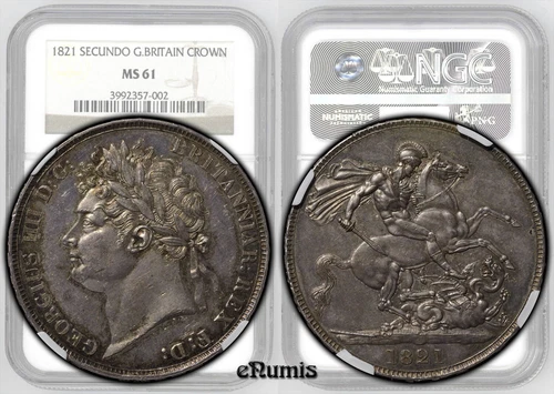 Great Britain, George IV, Crown 1821, Secundo, NGC MS 61