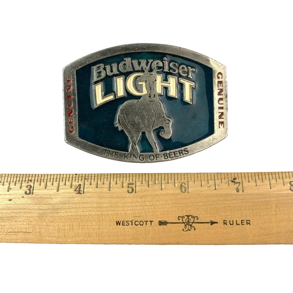 Vintage Budweiser Bud Light The King Of Beers Enamel Metal Belt Buckle 2217 - Image 4 of 4