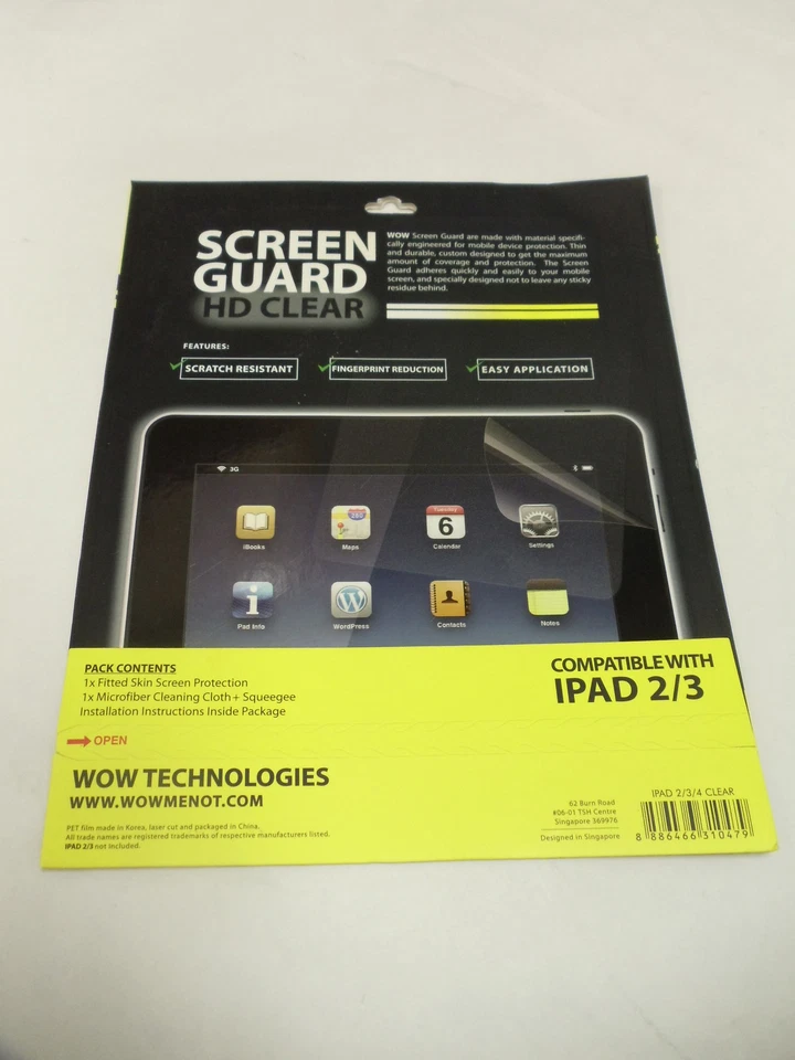 28 Premium Wow Screen Protector Guard Film for iPad 2 / iPad 3 w/cleaning cloth - Image 2 of 2