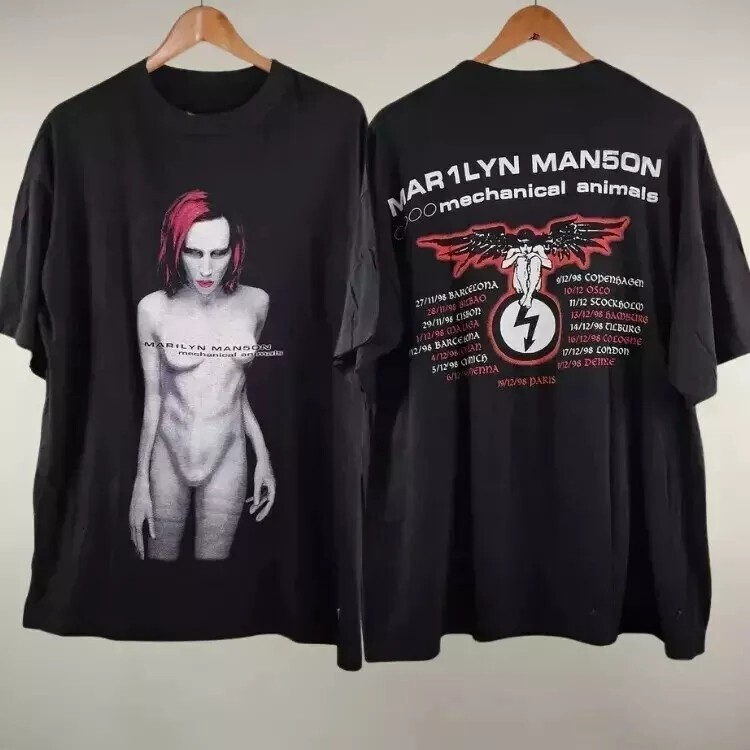 1998 Marilyn Manson Mechanical Animals 2 Side Unisex T shirt