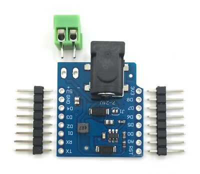 DC Power Shield for WEMOS Mini D1 7-24V Regulated 5V 1A Supply ESP WLED HAT 8266