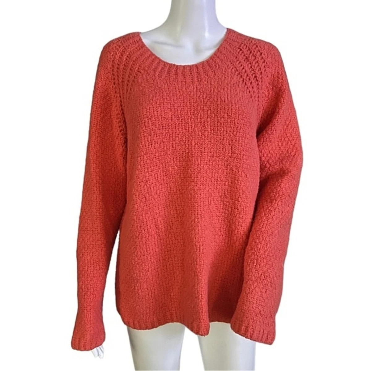 Eileen Fisher Sweater Women Small Orange Chunky Knit Organic
