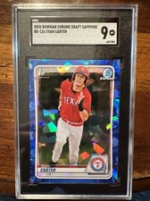 2020 bowman chrome draft sapphire BD-126 Evan Carter SGC 9