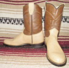 Women VTG Texas Brand Tan Bullhide Leather Roper Cowboy Boots 4.5 B NEW w/o Box