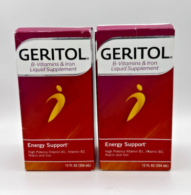 2-PACK Geritol B-Vitamins & Iron Liquid Supplement Energy Support FREE SHIPPING!