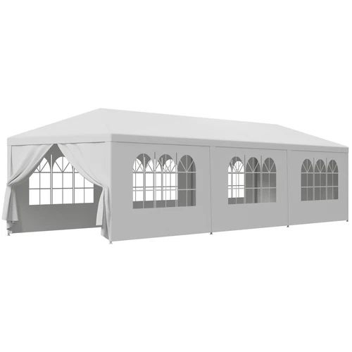 10' x 30' Gazebo Wedding Party Canopy Tent  W/ 8 Sidewalls Outdoor White - Photo 1 sur 9