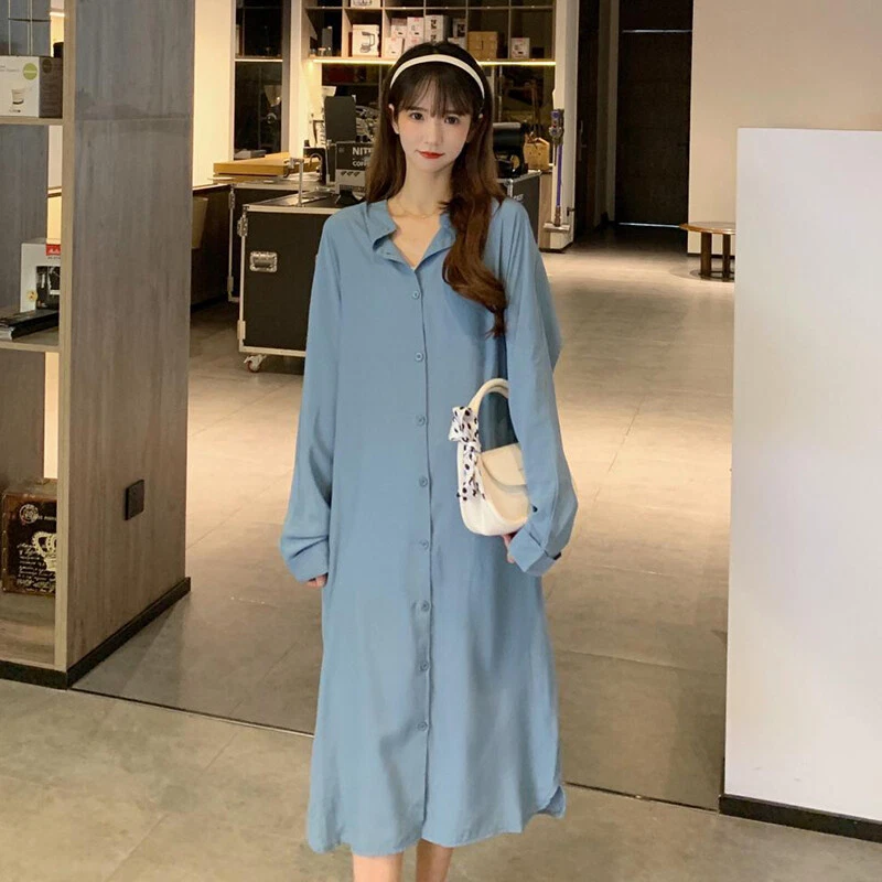 Long button down clearance dress