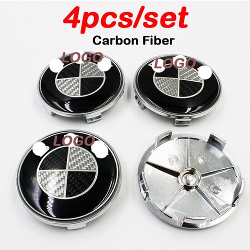 4pcs/set For BMW Wheel Center Cap Hub Cover Accessories 68mm Carbon Fiber LOGO