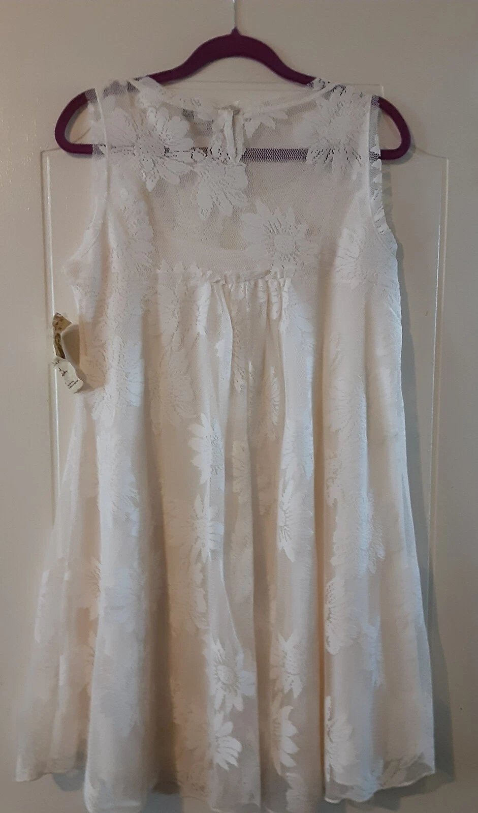 OFF WHITE Abito pizzo One World Live and Let Live foderato senza maniche bianco sporco medio