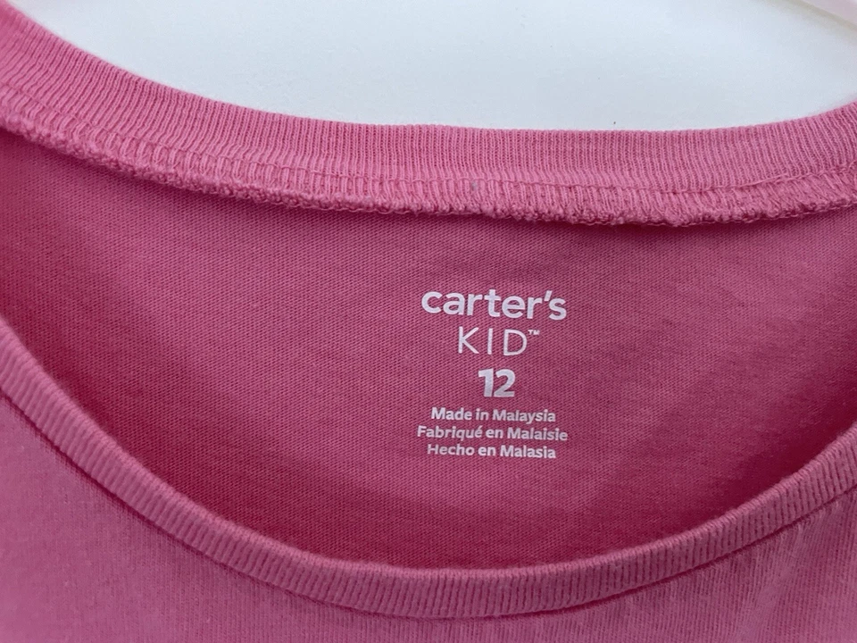 Carter's Kid Girl Glitter Floral Dove Bird 100% Cotton Long Sleeve Shirt Pink 12 - Image 2 of 4