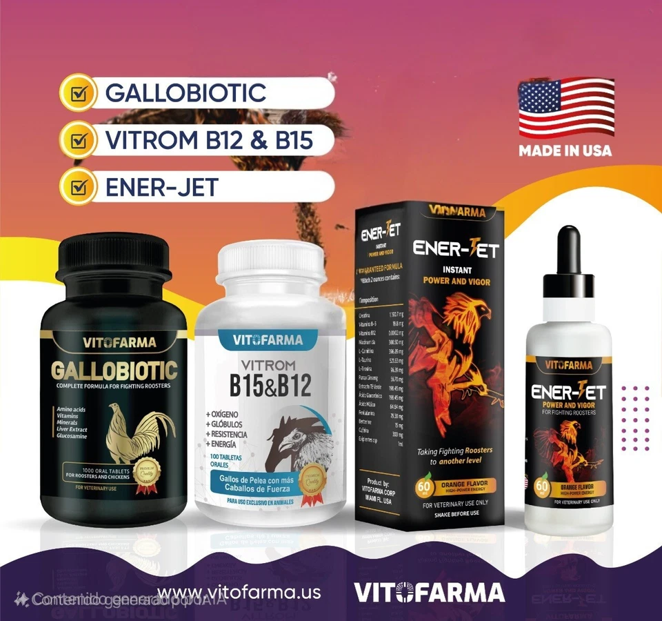 3 Pack Trio Para Gallos/Roosters Vitofarma Vitaminas Para Pollos Energizantes
