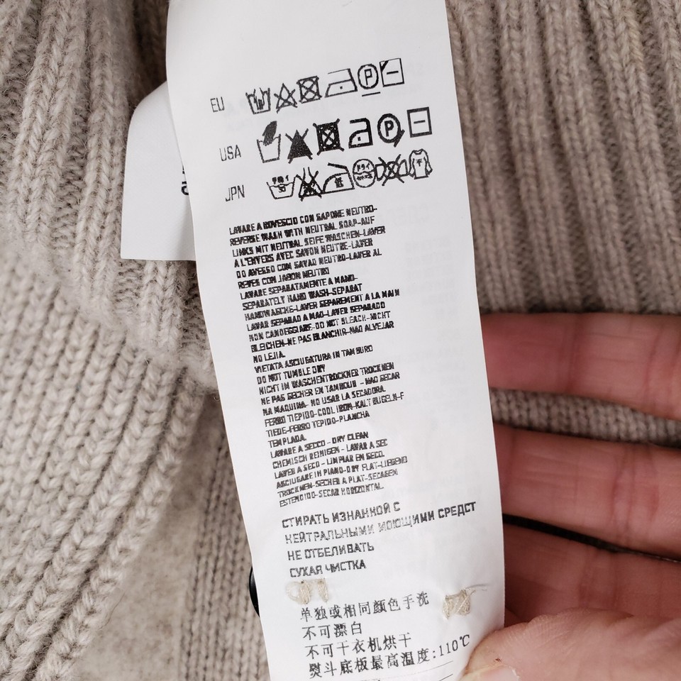 Stone Island Cardigan Mens L Large Beige Button Full Zip Wool Blend