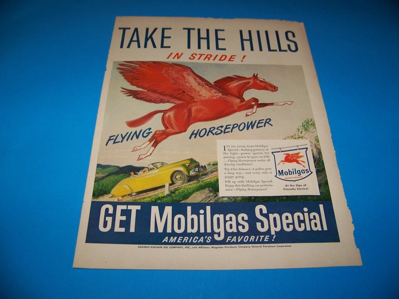Mobilgas Original Print Ad from Magazine 1947