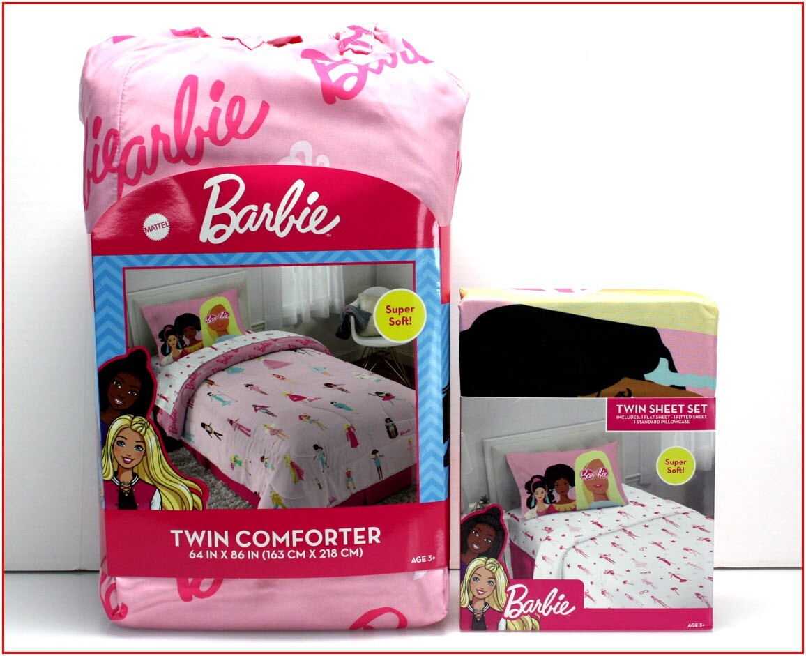 Pieces BARBIE Friends Reversible Comforter Sheet Set Pink TWIN  ❤️NEW❤️