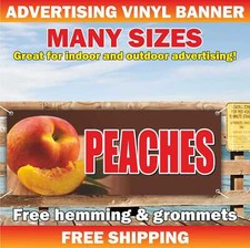 PEACHES Advertising Banner Vinyl Sign Farm Fresh Organic Food Fruit Vegetables