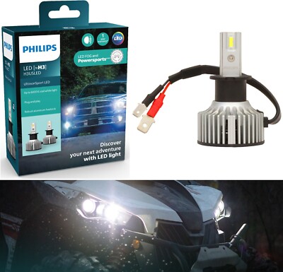 Philips UltinonSport LED White H3 Two Bulbs DRL Daytime Headlight Cornering Lamp