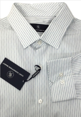 $98.50 Hart Schaffner Marx Men's Striped Long Sleeve Shirt Cotton  L.