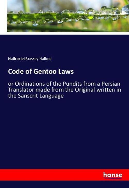 Code Of Gentoo Laws | Nathaniel Brassey Halhed | Englisch |