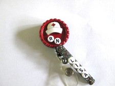 ID BADGE RETRACTABLE REEL MAGNET OR CLIP, RN NURSE,MEDICAL,OFFICE,ICU,ER,HOSP