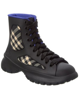 Burberry Boulder Lace-Up Rubber & Canvas Boot Men's  41