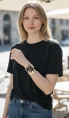 Vintage-Armreif-Handgelenkmanschetten im Art-Déco-Stil aus emailliertem Metall