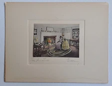 Bessie Pease Gutmann Antique Print Tea for Two Signed Art VTG Woman Hand Colored