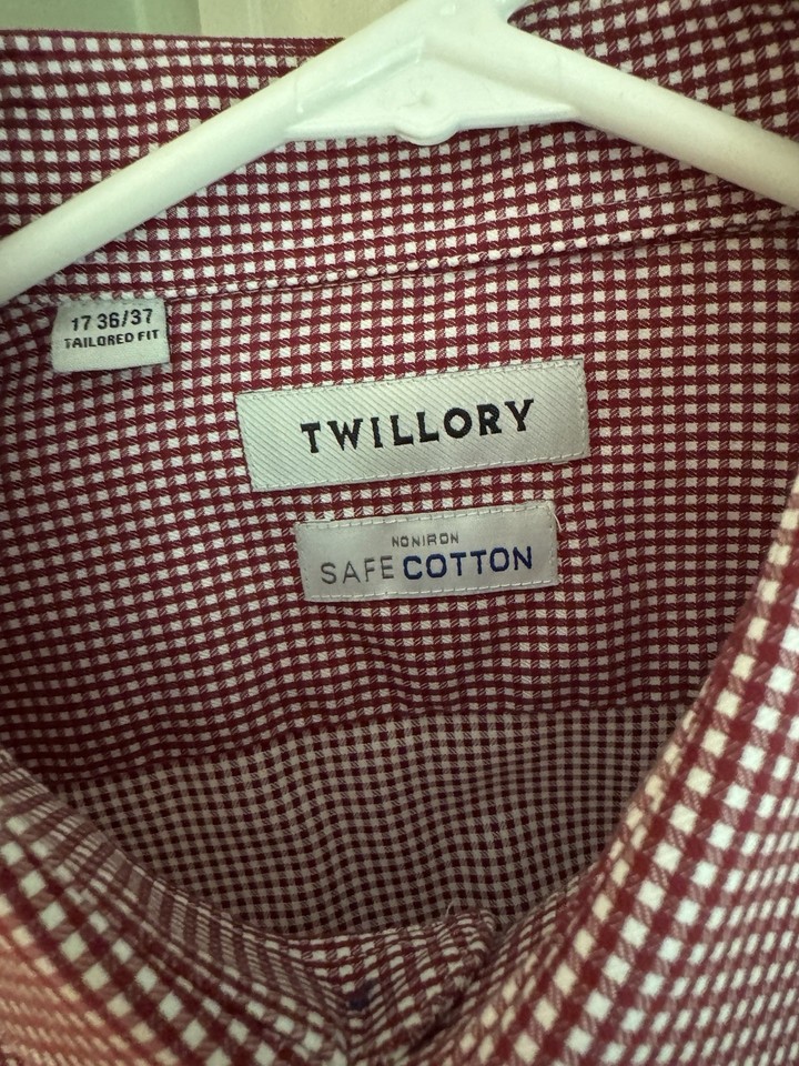 Chemise Homme Twillory Occasion - Couleur Lavande, Motif à Carreaux - Col Button-down - Taille 18 34/35