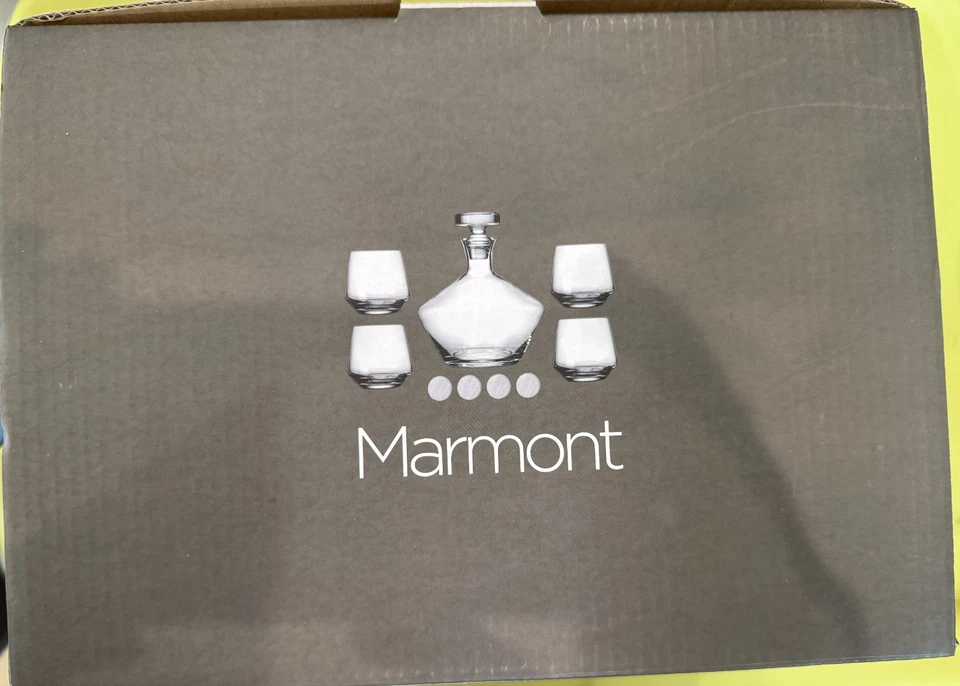 Whiskey 6 Piece Crystal Set (Decanter, 4 Double Old Fashion Glass, 4 Whisk stone - Image 2 of 4