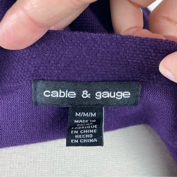 Cable & Gauge Solid Purple Button Accent Knit Swe… - image 2