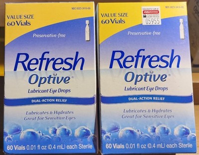 Refresh Optive Lubricant Eye Drops - Value Size - 2 Pack - 120 Vials - 10/25