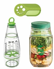 Prepara Salad Pod Portable Container & Dressing Mixer Green BPA Free