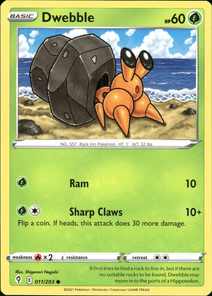 Dwebble Evolving Skies 011/203 Common Pokémon — English Near Mint