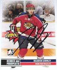 BRANDON GORMLEY SIGNED 09-10 ITG PROSPECTS ROOKIE CARD AUTOGRAPH AUTO!!!. rookie card picture