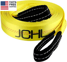 Recovery Tow Strap With Reinforced Loops 2inx20ft Heavy Duty 24000lb Break Stre