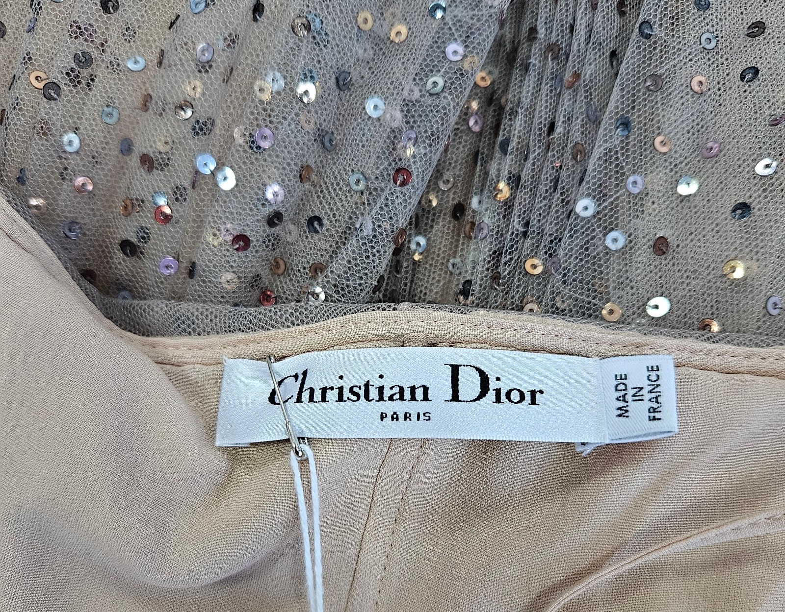 Christian Dior Beige Glittery Sequin Embellished Tulle Gown image 5