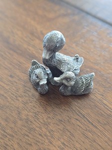 VTG Spoontiques Duck Family Farm Animal Miniatures Pewter Metal Art Figurine