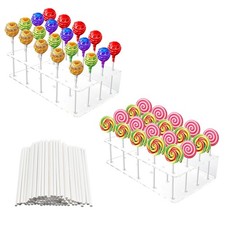 2 Pcs Cake Pop Holder Stand, 20 Holes Lollipop Holder, Clear Acrylic