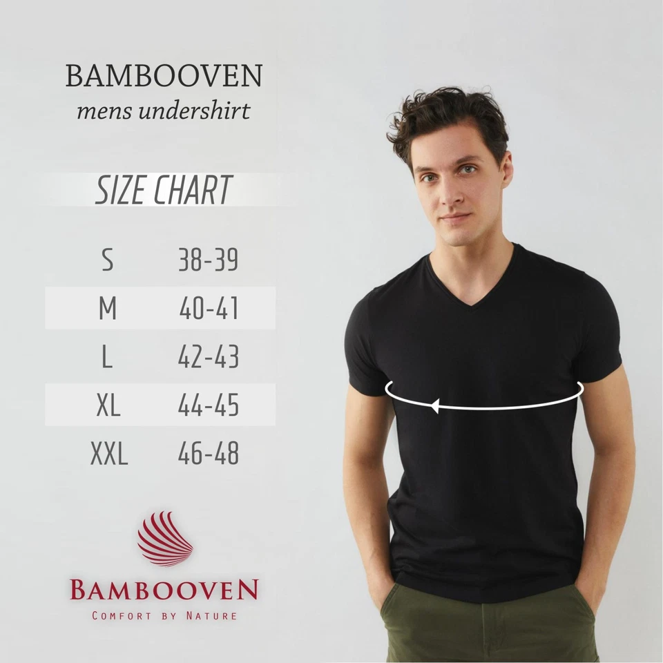 Camiseta interior de bambú con cuello en V para hombre (paquete de 3) Foto 4 de 4