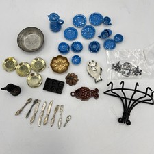 Vintage DollHouse Kitchen Cookware Plates Cups Bowls Utensils