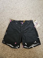 Vintage 80's RARE New With Tags Ocean Pacific OP Swim Trunks Size 30 Black Surf