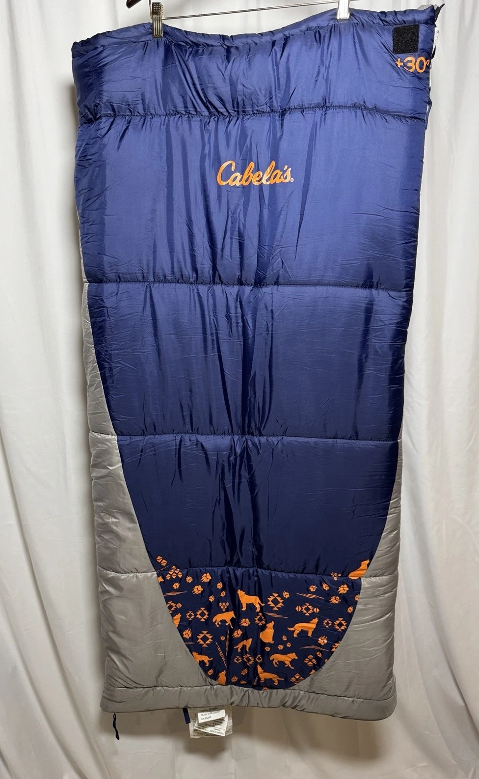 Cabelas Mummy Kids Sleeping Bag Animal Print Blue Rated 30 Deg 54x25.5