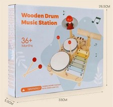Baby Music Station Wooden Percussion Instruments for Kids Drum Set 36 Months