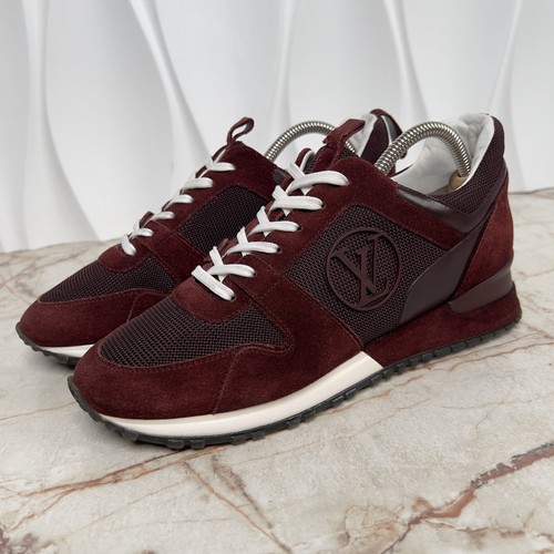 Louis Vuitton Run Away Logo Circle Lace Up Sneaker Burgundy Suede 39.5 LV 9.5 US - Picture 1 of 11