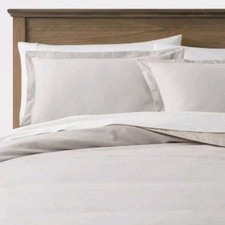 King Cotton Linen Chambray Duvet Cover  Sham Set 3 Piece Light Gray