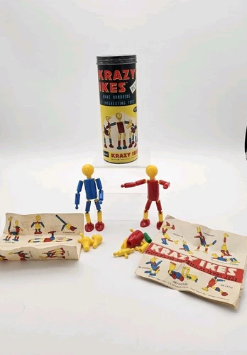 Vtg 1954 Krazy Ikes Whitman Building Toy Set Original Pieces Lot