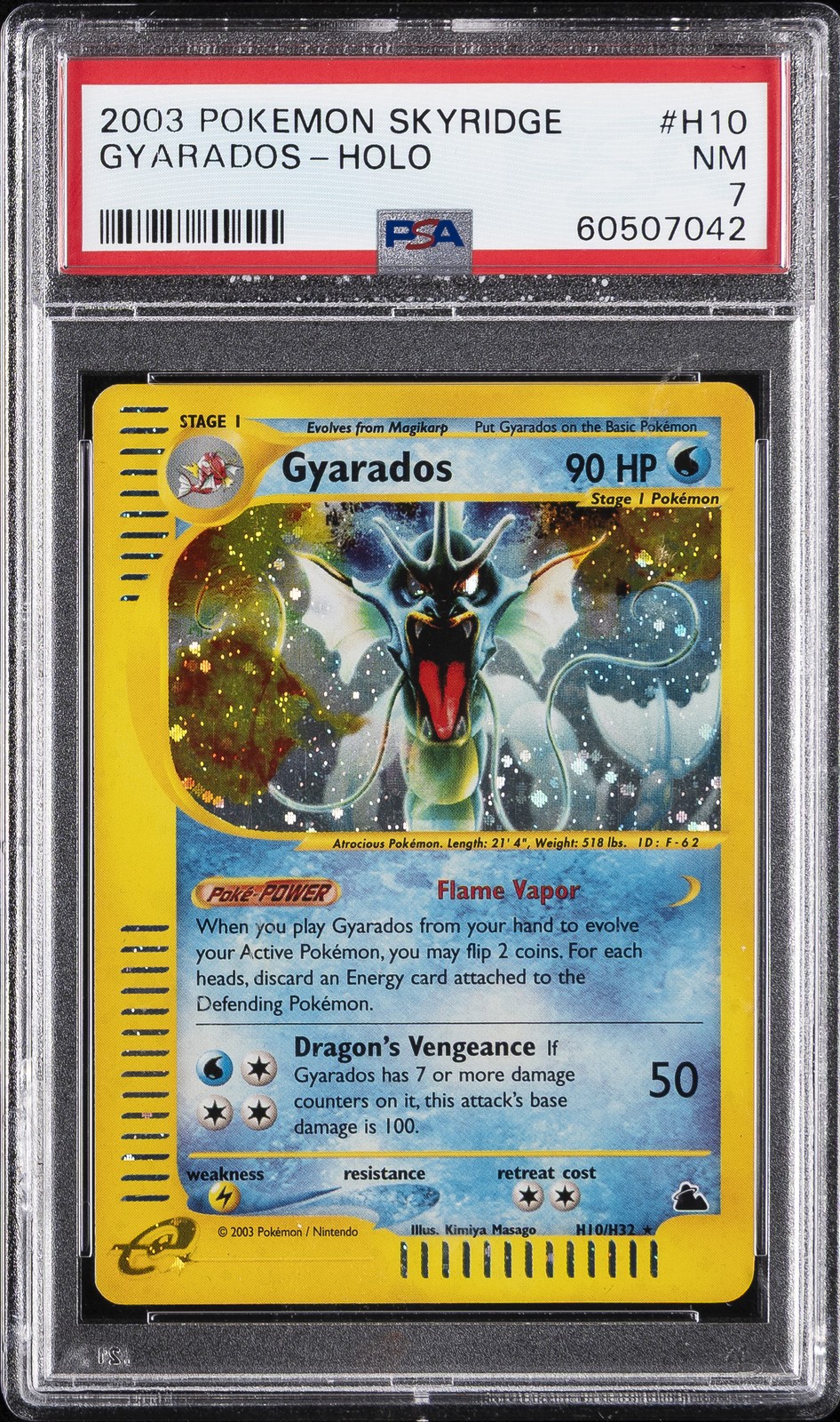2003 POKEMON SKYRIDGE #H10 GYARADOS-HOLO PSA 7