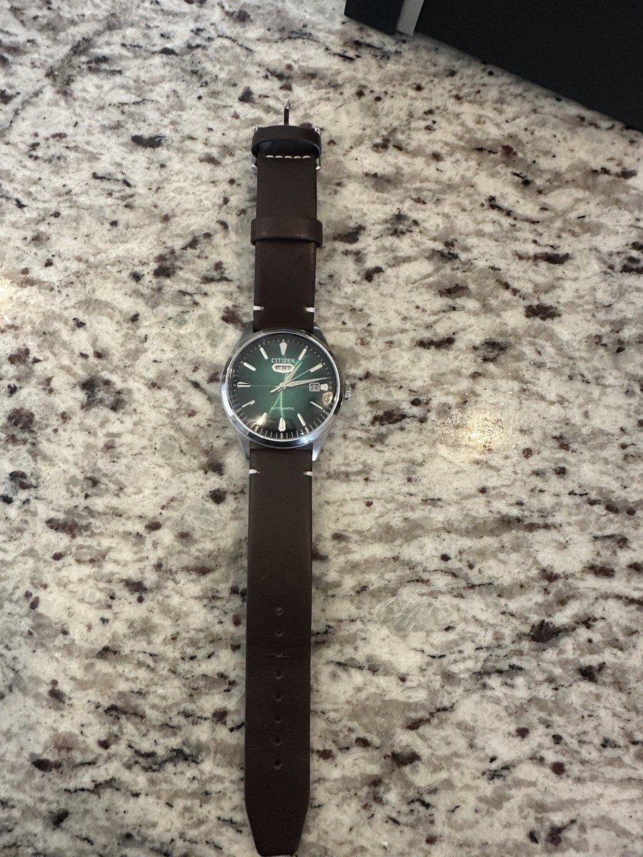 Citizen Men's C7 Series Automatic Green Dial Brown Leather Strap