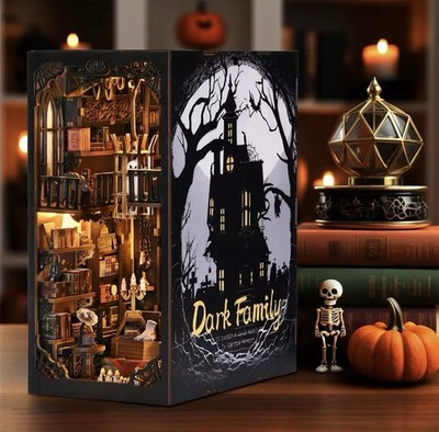 DIY Book Nook Kit 3D Holz Puzzle   Gothic Halloween Bücherregal Puppenhaus Model